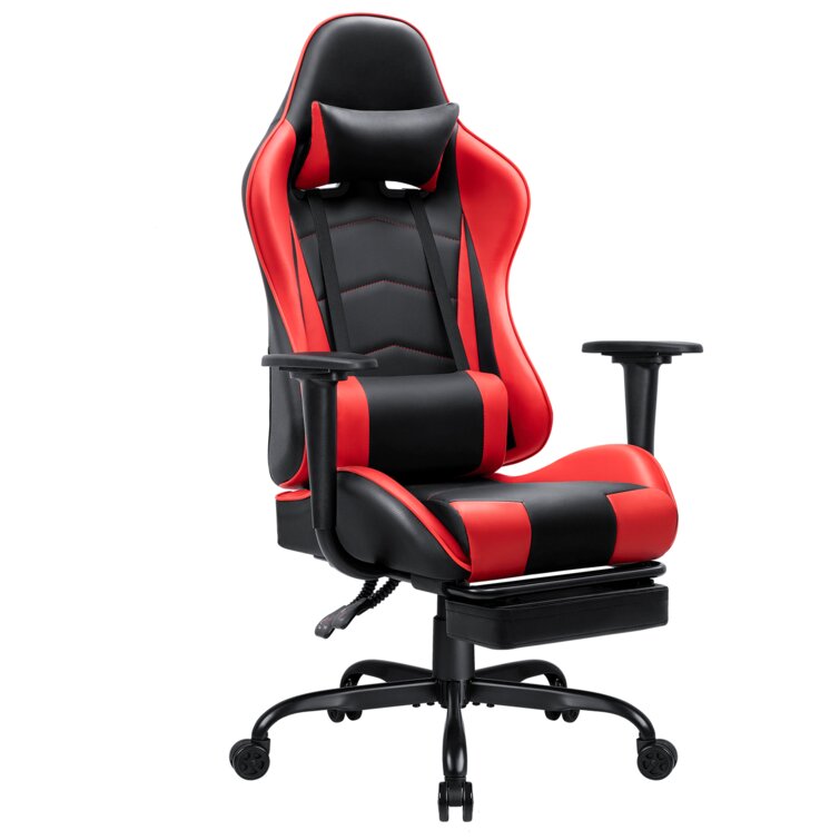 Devoko High Back Gaming Chair with PU Leather Reversible Footrest 